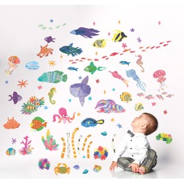 Square Shop Wall Sticker SEA Carnival w0612 Fish Sea Aquarium Decoration Cute Decoration Decoration Boy Girl Aquarium Children's Room Japanese Pattern