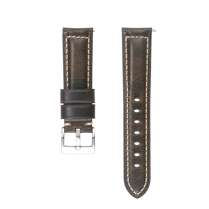 Berfine 24mm Quick Release Retro Leather Watch Band,Vintage Oil-tanned Pull-up