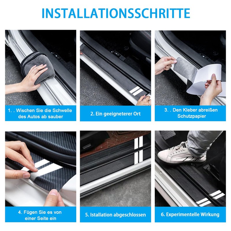 FT FUNTOR 9 x carbon fibre patterned car door sill
