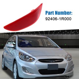 A ABSOPRO Rear Right Bumper Reflector Light Cover No.92406-1R000 for Hyundai Accent 2012-2017 Plastic Red