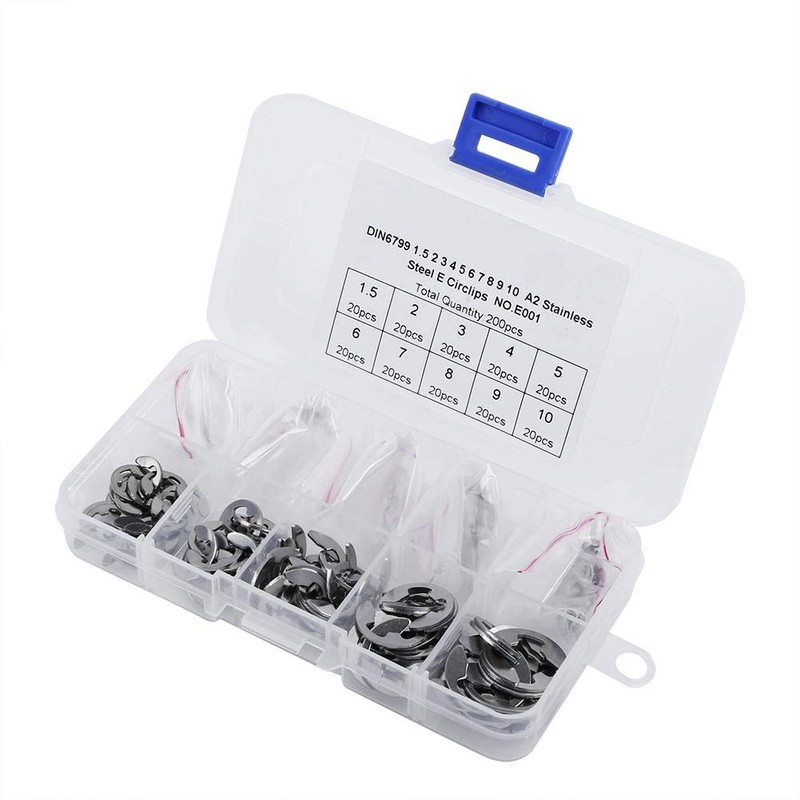 Akozon Retaining Ring Set, E Clip Replacement Set, 120 Pieces,