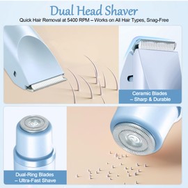 Dmtdnid 2025 New Dermave Bikini Shaver, Bikini Trimmer for Women, Glow Aura Womens Shavers, Dual Head Shaver Women, 2-in-1 Electric Razor for Womens