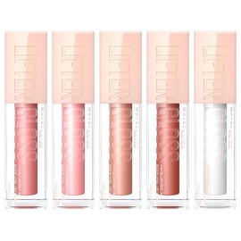 Maybelline Kit 5 Brillos Labiales Lifter Gloss, 5.4ml c/u, de Larga Duración, con Ácido Hialurónico, Brillo hidratante hasta por 4 horas, con aplicador XL para una aplicación uniforme
