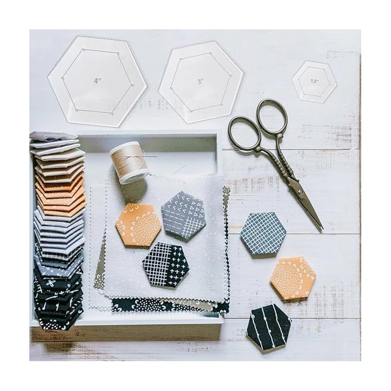Laroal 6 Pcs Hexagon Quilting Templates Acrylic Hexagon Templates For