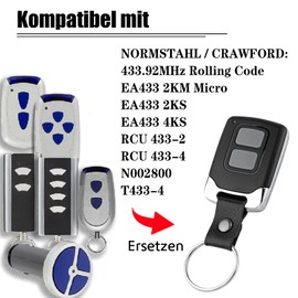 LAWOHO Garage Door Opener Remote Control Compatible with Crawford/Standard Steel Handheld Transmitter RCU 433 2K | RCU 433-4 | EA433 2KM Micro | EA433 2KS | EA433 4KS | N002800 | T433-4 Rolling Code