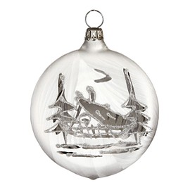 Christmas Tree Bauble "Winter" Taler round 3pieces per Box made by "Jingle Bells Lauscha"