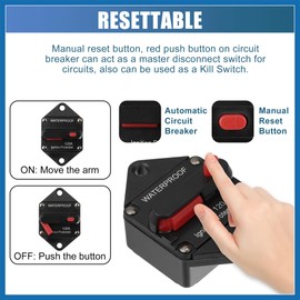A ABSOPRO Car Circuit Breaker 120A Waterproof with Reset Fuse DC 12V-48V Item Replacement