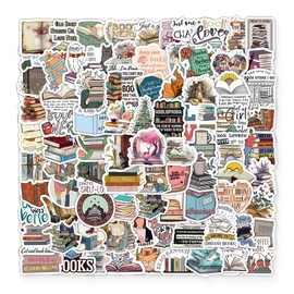 AIYVELU 100 Sheets Book Reading Vintage Stickers, Aesthetic Stickers, Waterproof Vinyl Stickers for Water Bottles, Laptops, Scrapbooks, Journals