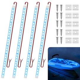 VIDLULTD Boat Marine Submersible Led Strip Lights, 4 Pcs 20 Inches 12V Super Bright Boat Interior Lights, IP68 Waterproof Marine Led Strip Lights Night Fishing Lights for Boats, Kayak (Blue)