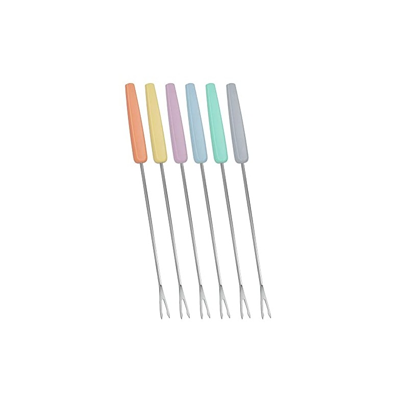 Metaltex Stainless Steel Fondue Forks, Silver, 9.45-Inch, 6-Piece