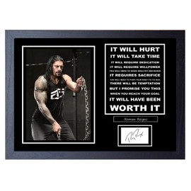 Stunning Quality Roman Reigns Signed/Autographed Print. Wrestling. (A4 Framed 34cm x 24cm)