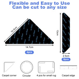 OSDUE Rug Grippers for Laminate Floor, Pack of 12 Non Slip Carpet Grips