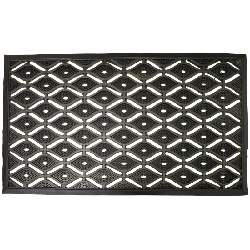 HomeRoots 22" X 36" Black Rubber Outdoor Door Mat
