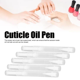 PerGar 5 Set 5ml Transparent Twist Pen, Empty Cuticle Oil Pen, Transparent Twist Pen Nail Oil Pen, Empty Nail Oil Pen with Brush Tip, Nylon Fiber Brush Cuticle Oil Pen for Cosmetic Lip Gloss Container