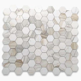 Stone Center Online G34XH Calacatta Gold 4" Hexagon Calcutta Oro Marble Mosaic Tile Honed
