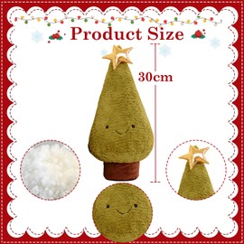 30cm Green Christmas Tree Plush Toy Xmas Gifts for Kids,Christmas Plushies Dolls Tree Plush Pillow Toy,Xmas Soft Toy Squishys Tree Stuffed Animal Toy,Christmas Cuddly Toys for Kids Xmas Collection