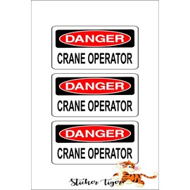 3 - Danger Crane Operator Hard Hat Toolbox Biker Motorcycle Helmet Sticker