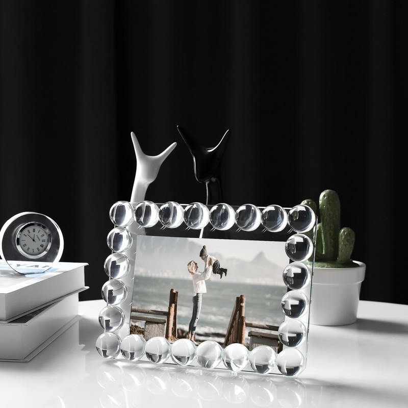 DONOUCLS Crystal 5x7Inch Picture Frame, Wedding Frame Tabletop Display, Display