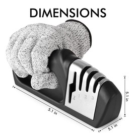 HOTEC 4in1 Knife Sharpener, 3 Stage Manual Sharpener for Sharpening Kitchen Knives 1 Stage for Scissors- Ceramic Stone, Tungsten Carbide Plates, Diamond rods