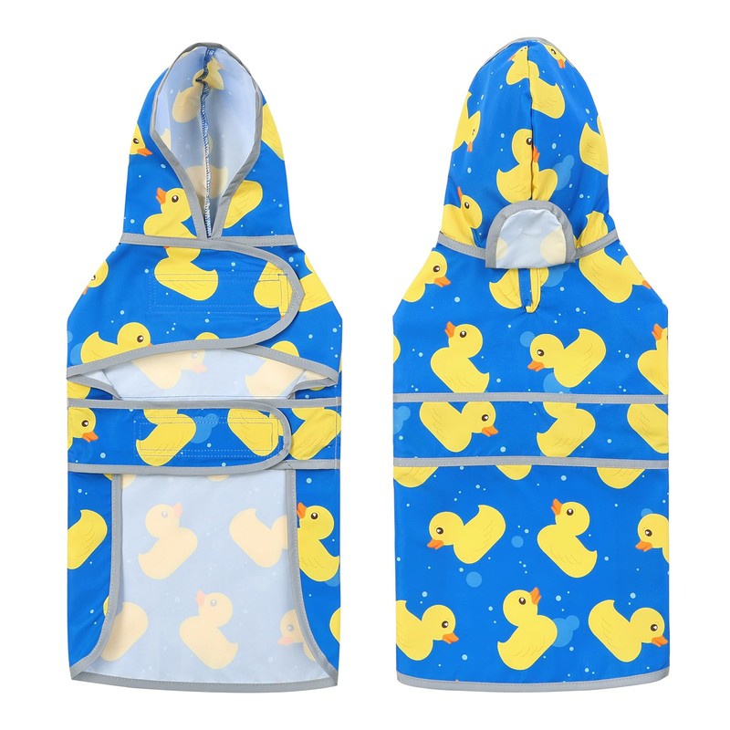 Dog Raincoat with Hood and Leash Hole, Adjustable Belly Strap,