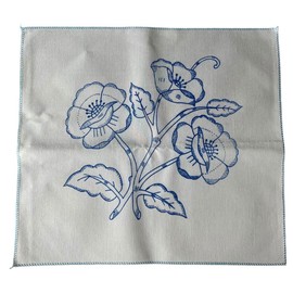Generic Mexican Embroidery Napkins, Set of 6, 45cm x 42cm (17.7in x 16.5in), Gabardine Fabric, Assorted Designs, DIY Embroidery (Flowers)