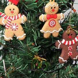 Christmas Tree Decorations Gingerbread Pack of 12 Christmas Ornaments Gingerbread Figures Candy Canes Decorative Pendant Christmas Decoration Gingerbread Man for Christmas Tree Decorations