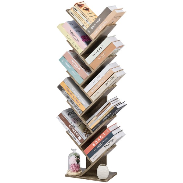 Hoctieon 10 Tier Tree Bookshelf, 10 Shelf Bookcase, Free Standing