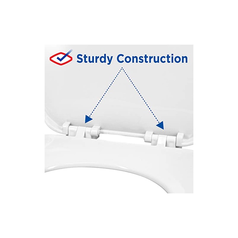 Clorox Round Beveled Plastic Toilet Seat with Easy-Off Hinges –