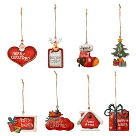 Crafjie Christmas Tree Ornaments Tin Santa Snowman Decorations Hanging Pendants Ornaments Christmas Hanging Ornament Xmas Holiday Décor