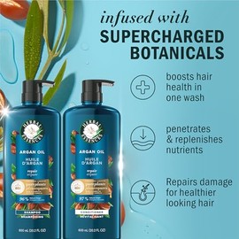Herbal Essences Juego de champú y acondicionador reparador de aceite de argán, hidrata y suaviza, sin parabenos, seguro para el color, pH equilibrado,