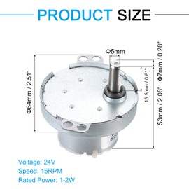sourcing map Slow Speed Motor JS-50T D-Shaft Gear Electric Motor, 24V DC 15RPM Motor CW/CCW D Shaft DC Motor Large Torque for 3D Printer Filament Rotating Display Stand