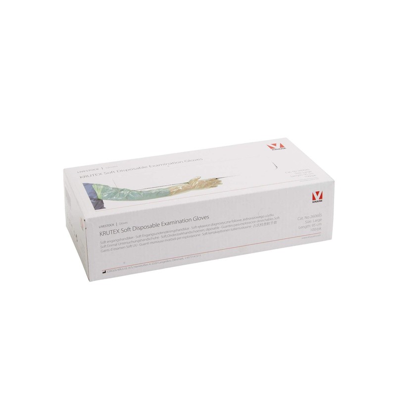 Krutex arm length soft green examination gloves 100