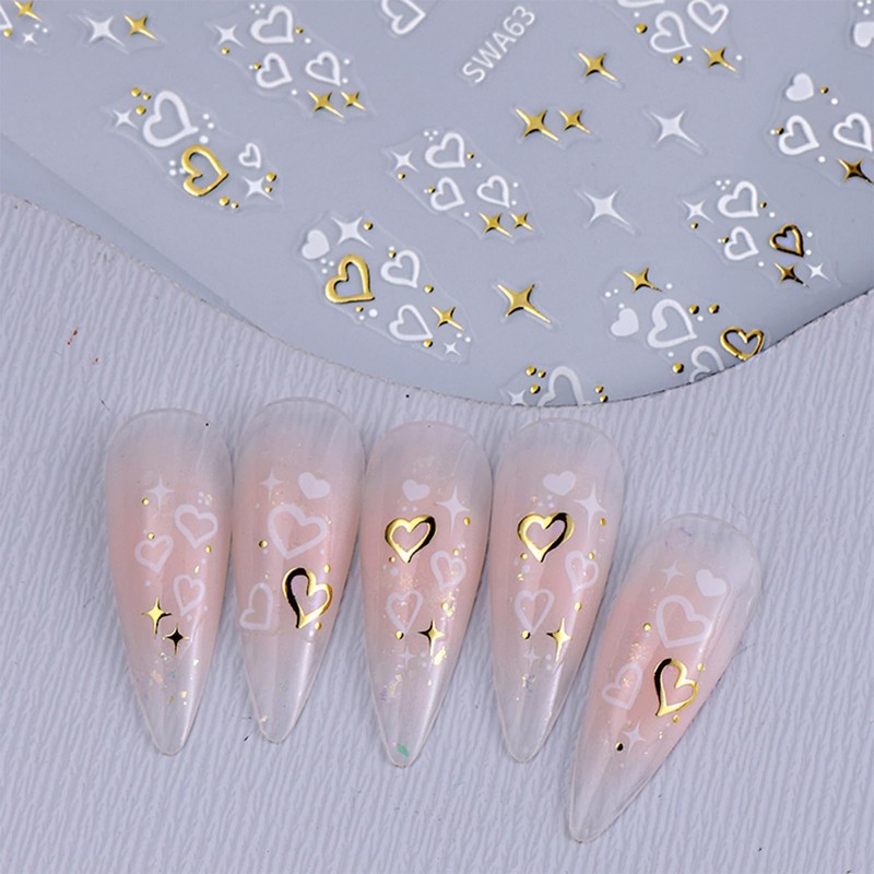 JMEOWIO Nagelsticker Valentinstag 10 Blatt Nail Art Sticker Selbstklebend Nagelaufkleber