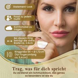 Cassini Women's Ring 925 Sterling Silver Brushed - Nickel-Free & Anti-Allergic Wide & Solid Statement Ring for Women Silver Ring Ladies Elegant for Everyday Business & Gift, 62