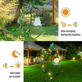 Bshine Solar Hummingbird Lights Outdoor Garden Decoration, Metal Stake Waterproof Hanging Flower Solar Lights, Yard Decoration Outdoor Terrace, Path and Art Lawn Ornaments