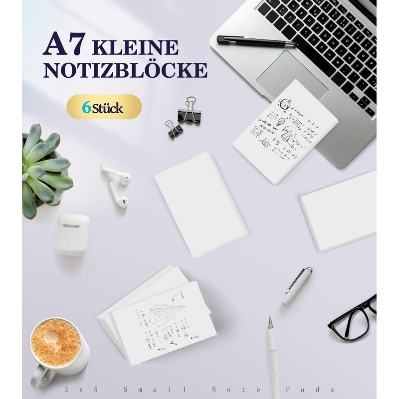 Notepad A7 Notepads Small 6 Pieces Writing Pad A7 White