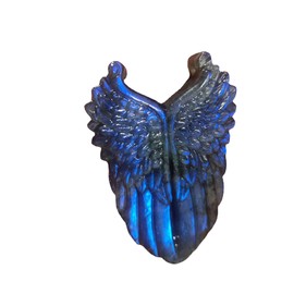 Jingelmall 2" Natural Labradorite Quartz Hand Carved The Wing Skull Crystal Reiki Healing