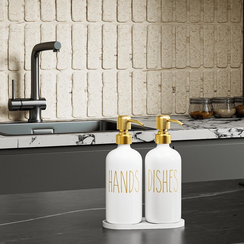 MOMEEMO Kitchen Soap Dispenser Set, Contains Dish and Hand Soap