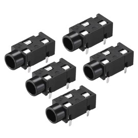 sourcing map PJ-320 3.5 mm Audio Socket Connector PCB Mounting Indoor Socket 3-Pin Pack of 5