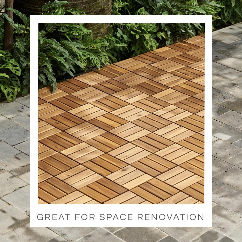 THYOI Premium Deck Tiles, 10 Pcs Patio Flooring - Golden
