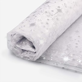 Bonison Rectangular Tablecloth. Sheer Fabric. Snowflake Silver Foil Organza Tablecloth Christmas Birthday Party Supplies Party Decorations. Christmas Tree Skirt Christmas Decoration (60 x 120 inch)