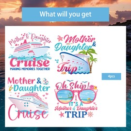 Cruise Door Magnets Ship Decorations - 4 Pcs Large Cruise Magnets Mother and Daughter Trip Decorations Summer Family Magnetic Stickers for Fridge Door Beach-Themed Funny Carnival Decor