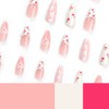 Caiguoer 24 Pieces Long False Nail Tips Almond Strawberry Press