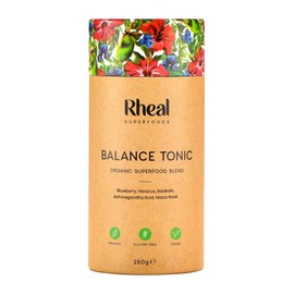 Rheal Balance Tonic, 150g (30 Servings), Organic Women’s Health & Cycle Support Powder with 500mg KSM-66® Ashwagandha, Adaptogenic Superfood Blend for Stress Relief & Hormonal Balance
