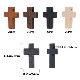 HAOBIN 80 Pieces Wooden Cross Pendants Wooden Cross Beads Cross Pendant Wooden Cross Charms Wooden Cross Craft Natural Wood Cross Small Cross Pendant for Party Favours DIY Jewellery Accessories