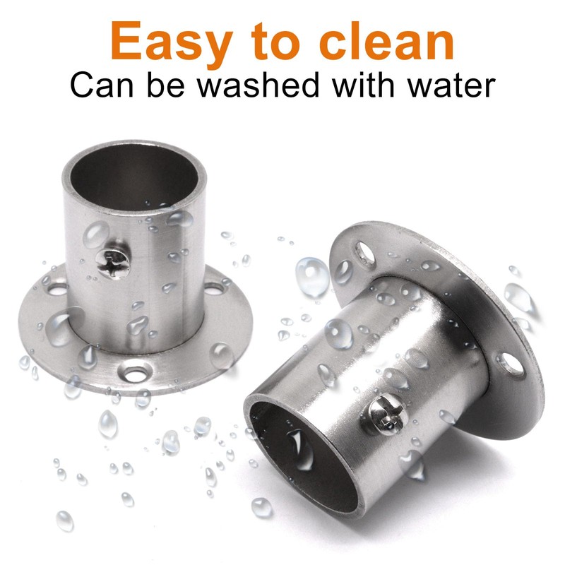 S SYDIEN 4PCS Closet Pole Socket, 1-1/4 Inch Stainless Steel