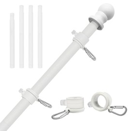 NQ 5 FT Flag Poles for Outside House, Flag Poles Outdoor for Porch, Yard, House Flag Pole, Heavy Duty Flagpole (White, Without Flag Holder)