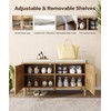 Akxomel Rattan Shoe Storage Bench with Cushion, 2-Tier Entryway Bench