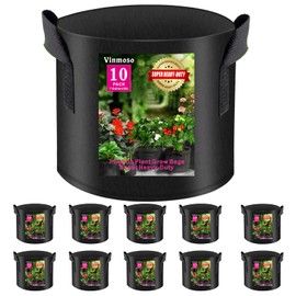 vinmoso 10 Pack Grow Bags 7 Gallon Heavy Duty Thickened Non-Woven Grow Bag with Handles Plant Grow Bags Planting Bags Plant Bags