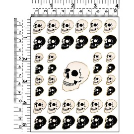 Stickers Glitter Pack 10 Sheets Black White Skull Sticker Vinyl Decal Label Decor Craft DIY Scrapbook Book Album Diary Supplies Classroom (02)